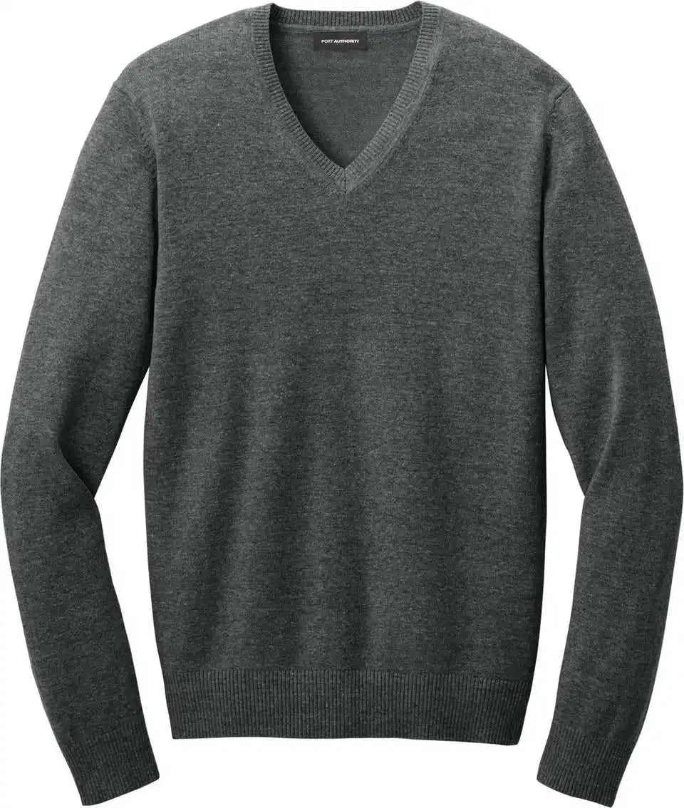 Port Authority Sw2850 Easy Care V-neck Sweater - Charcoal Heather
