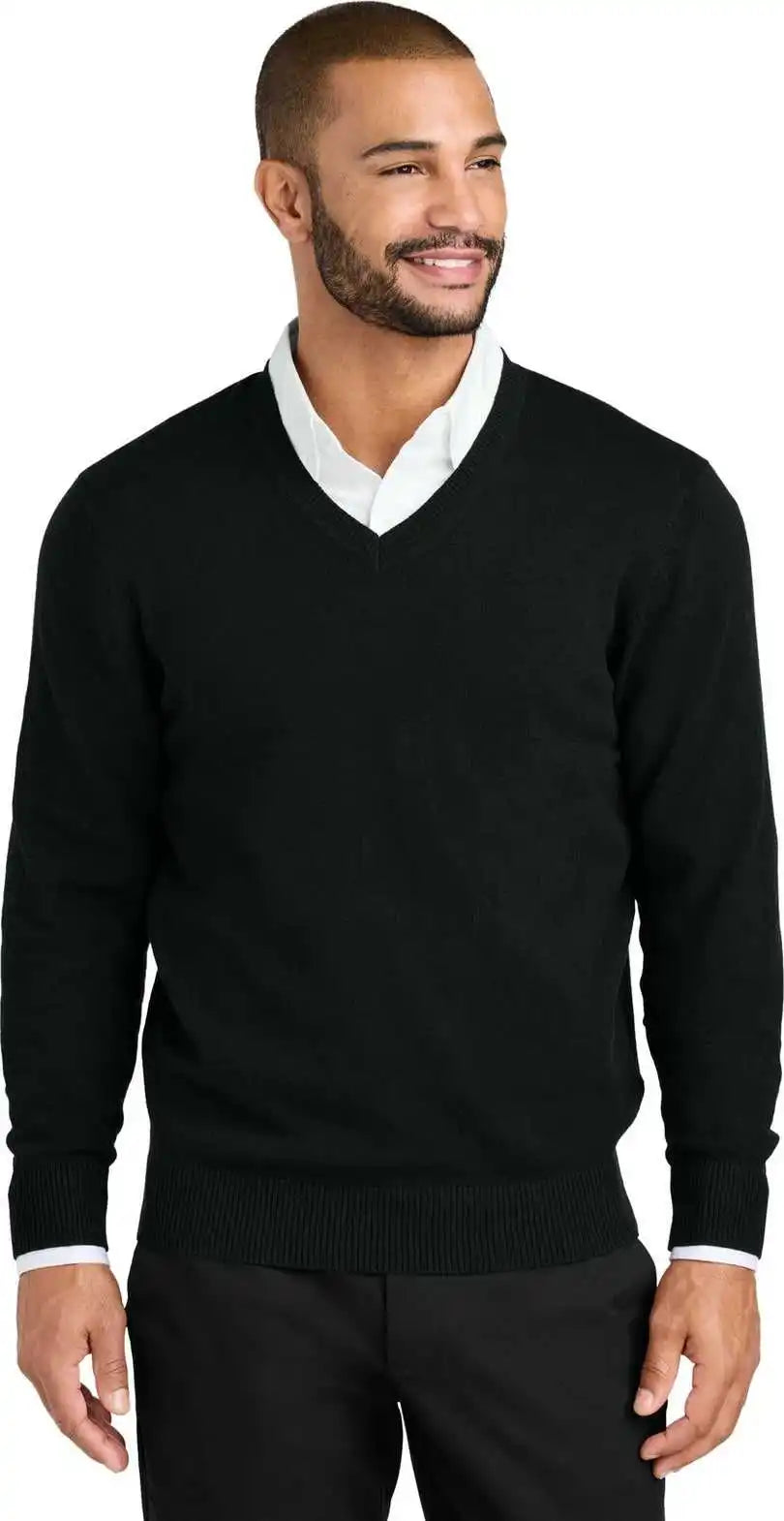 Port Authority Sw2850 Easy Care V-neck Sweater - Deep Black