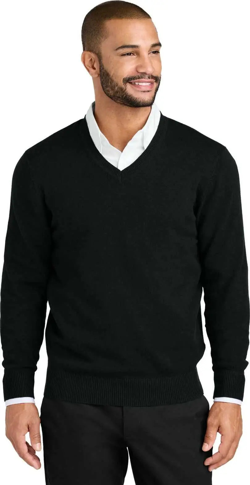 Port Authority Sw2850 Easy Care V-neck Sweater - Deep Black
