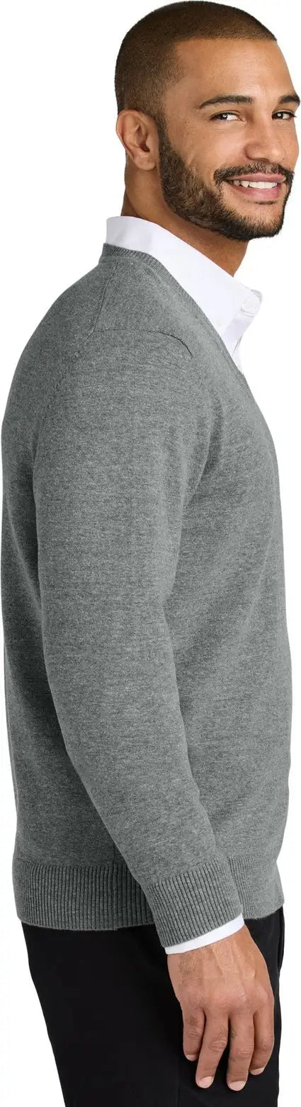 Port Authority Sw2850 Easy Care V-neck Sweater - Medium Heather Gray
