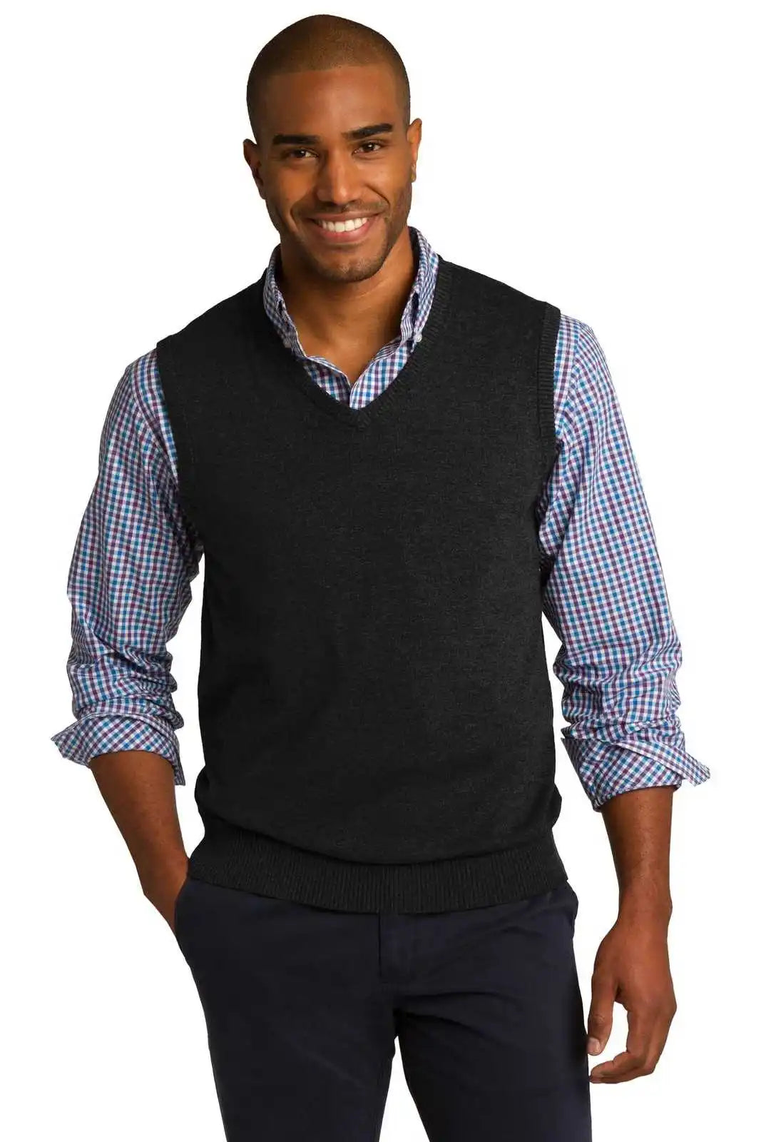 Port Authority Sw286 Sweater Vest - Black