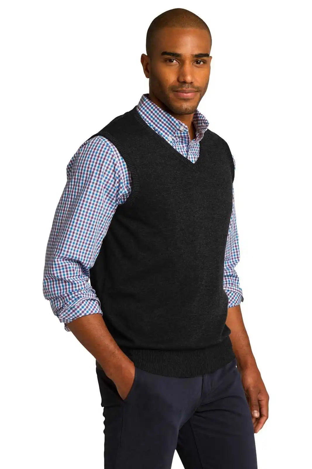 Port Authority Sw286 Sweater Vest - Black