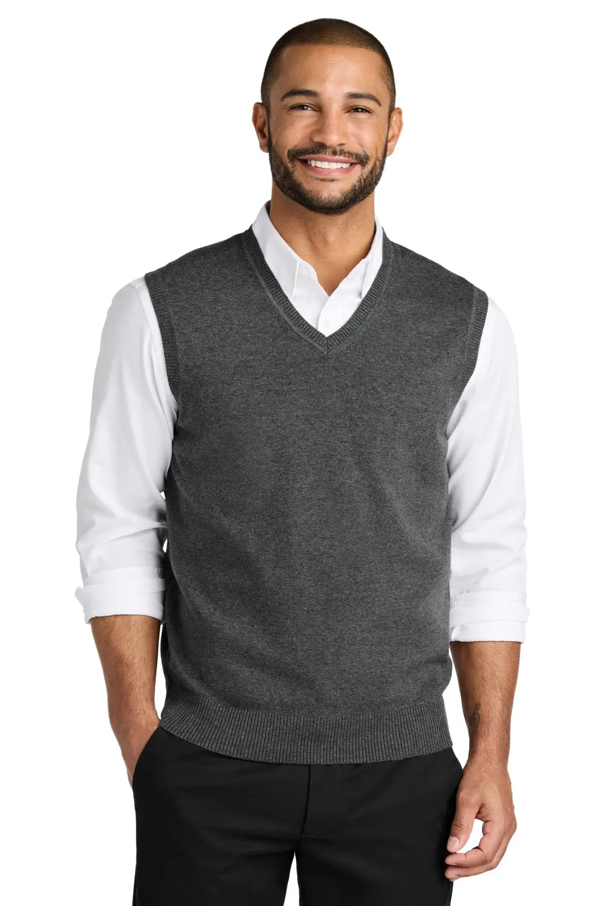 Port Authority Sw2860 Easy Care Sweater Vest - Charcoal Heather