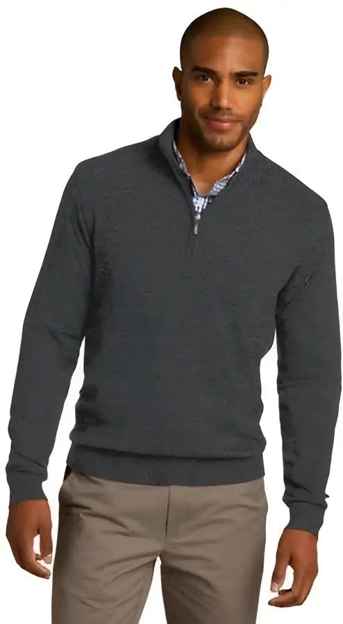 Port Authority Sw290 1/2-zip Sweater - Charcoal Heather / Adult Xs