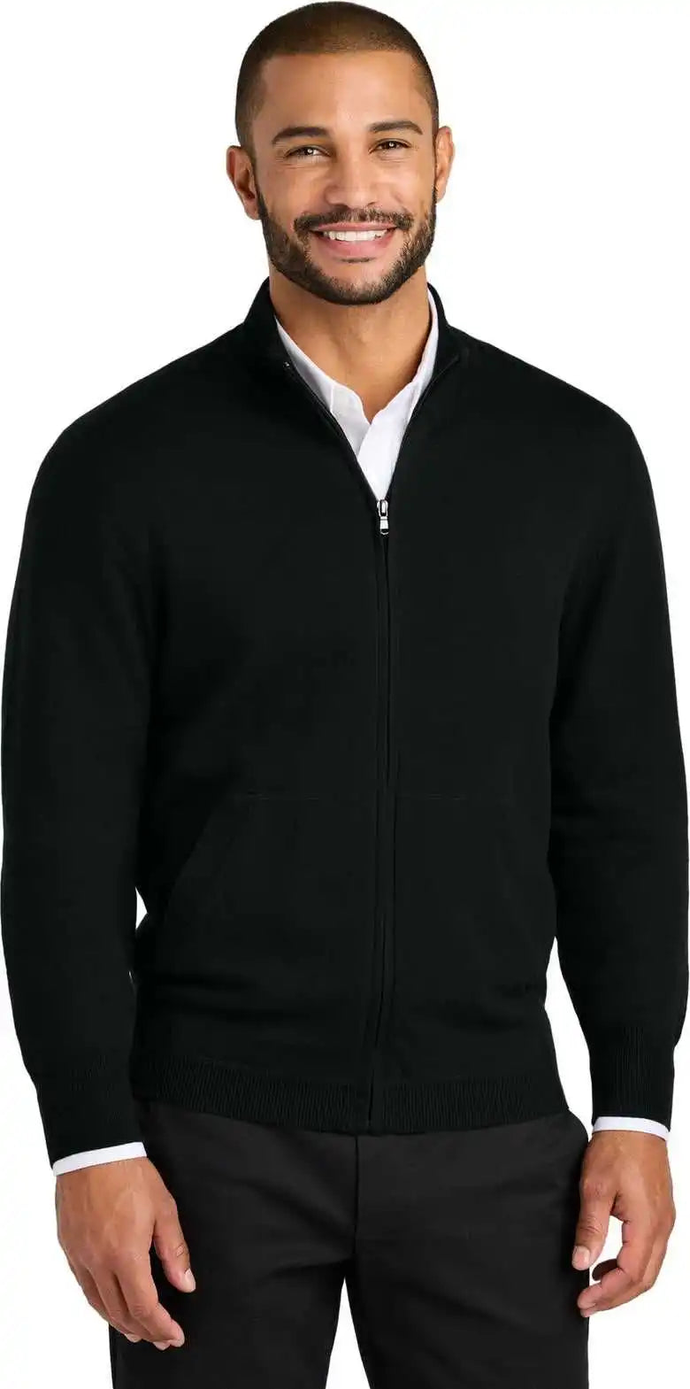 Port Authority Sw2901 Easy Care Full Zip Sweater Deep Black