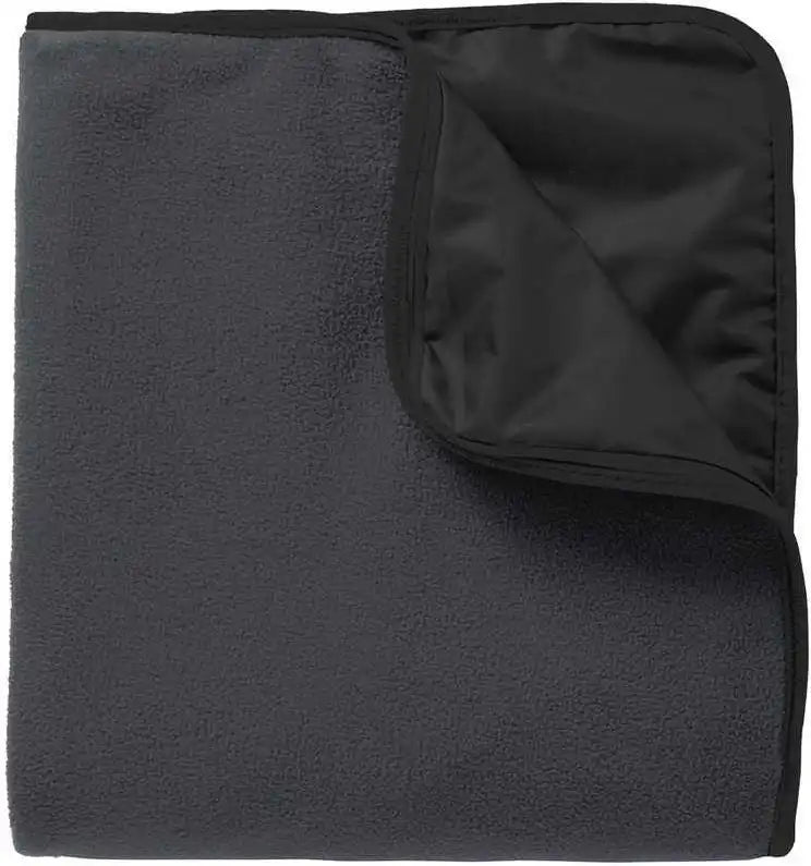 Port Authority Tb850 Fleece & Poly Travel Blanket - Lead Gray Black - Dark / one Size Fits Most