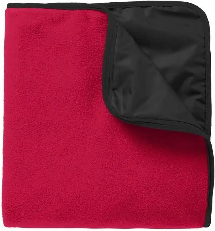 Port Authority Tb850 Fleece &amp; Poly Travel Blanket Rich Red Black / one Size Fits Most