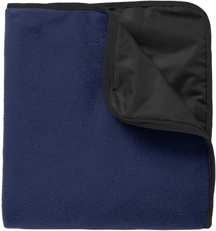Port Authority Tb850 Fleece &amp; Poly Travel Blanket True Navy Black / one Size Fits Most
