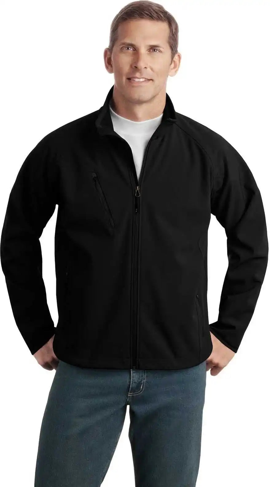 Port Authority Tlj705 Tall Textured Soft Shell Jacket Black