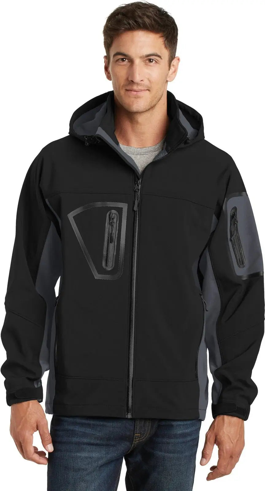 Port Authority Tlj798 Tall Waterproof Soft Shell Jacket - Black/ Graphite / Adult l