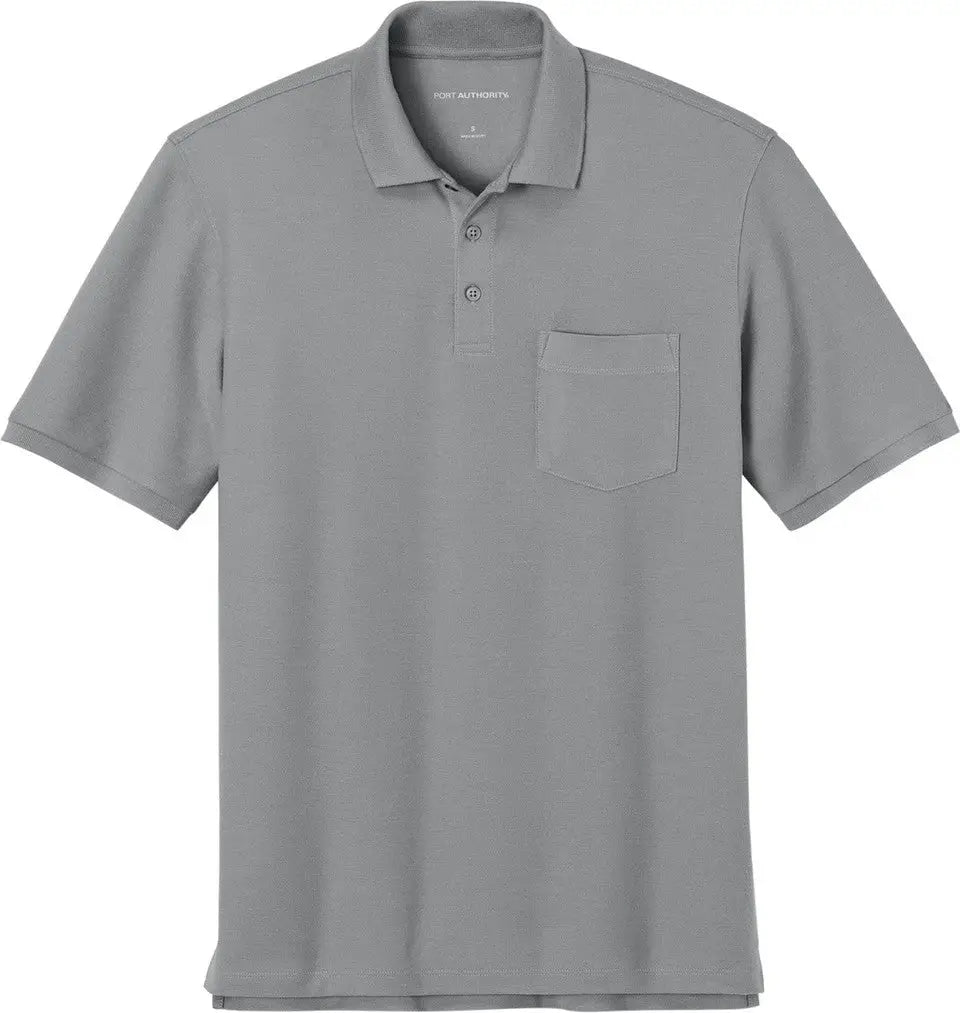 Port Authority Tlk200p Tall Wearever Signature Pique Pocket Polo - Gusty Gray