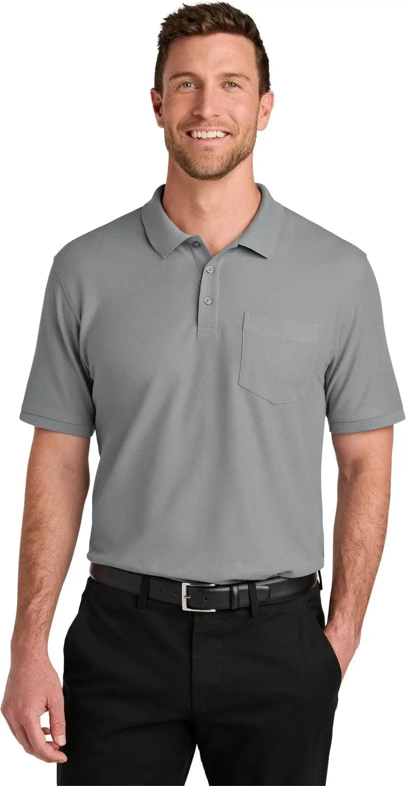 Port Authority Tlk200p Tall Wearever Signature Pique Pocket Polo - Gusty Gray - Adult l