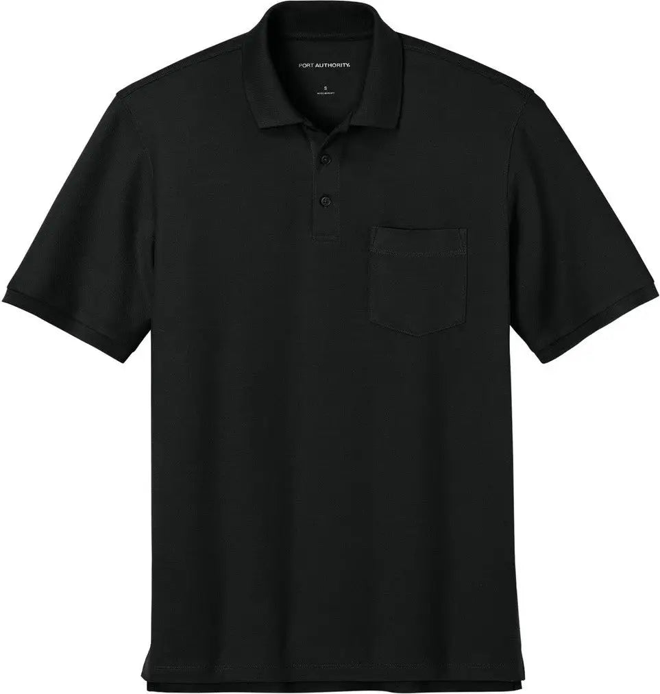 Port Authority Tlk200p Tall Wearever Signature Pique Pocket Polo - Deep Black