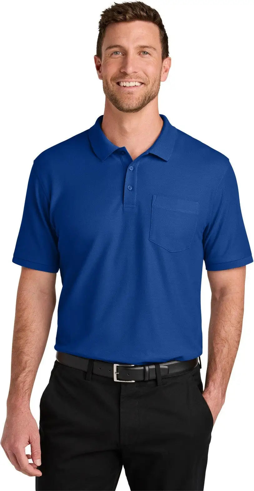 Port Authority Tlk200p Tall Wearever Signature Pique Pocket Polo - True Royal - Adult l