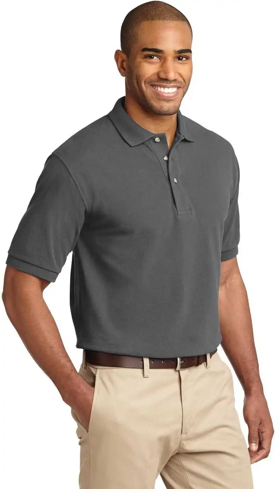 Port Authority Tlk420 Tall Heavyweight Cotton Pique Polo - Steel Gray