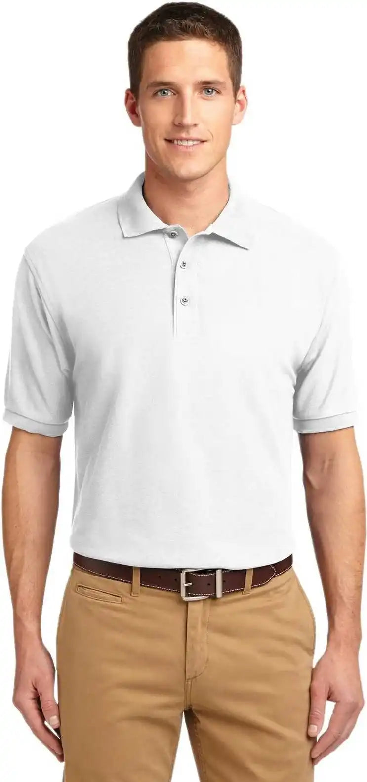 Port Authority Tlk500 Tall Silk Touch Polo - White