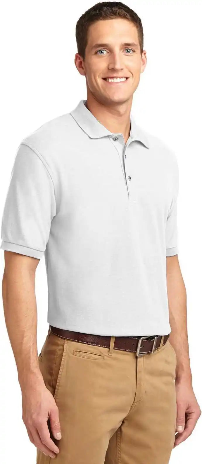 Port Authority Tlk500 Tall Silk Touch Polo White