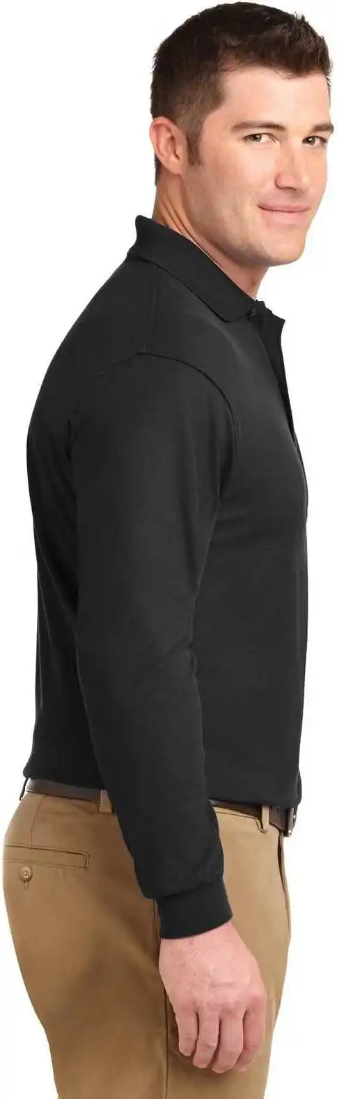 Port Authority Tlk500ls Tall Silk Touch Long Sleeve Polo Black