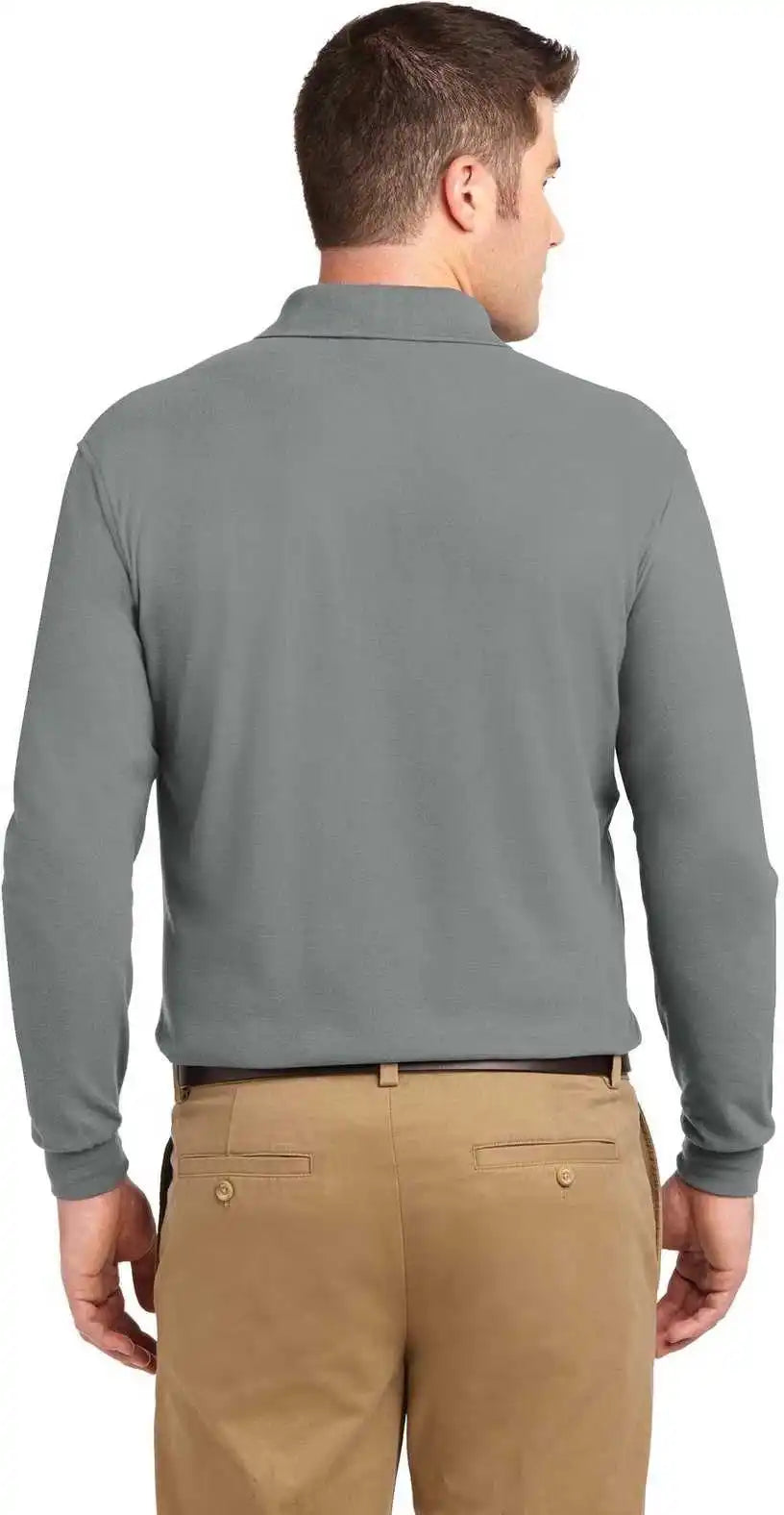 Port Authority Tlk500ls Tall Silk Touch Long Sleeve Polo - Cool Gray