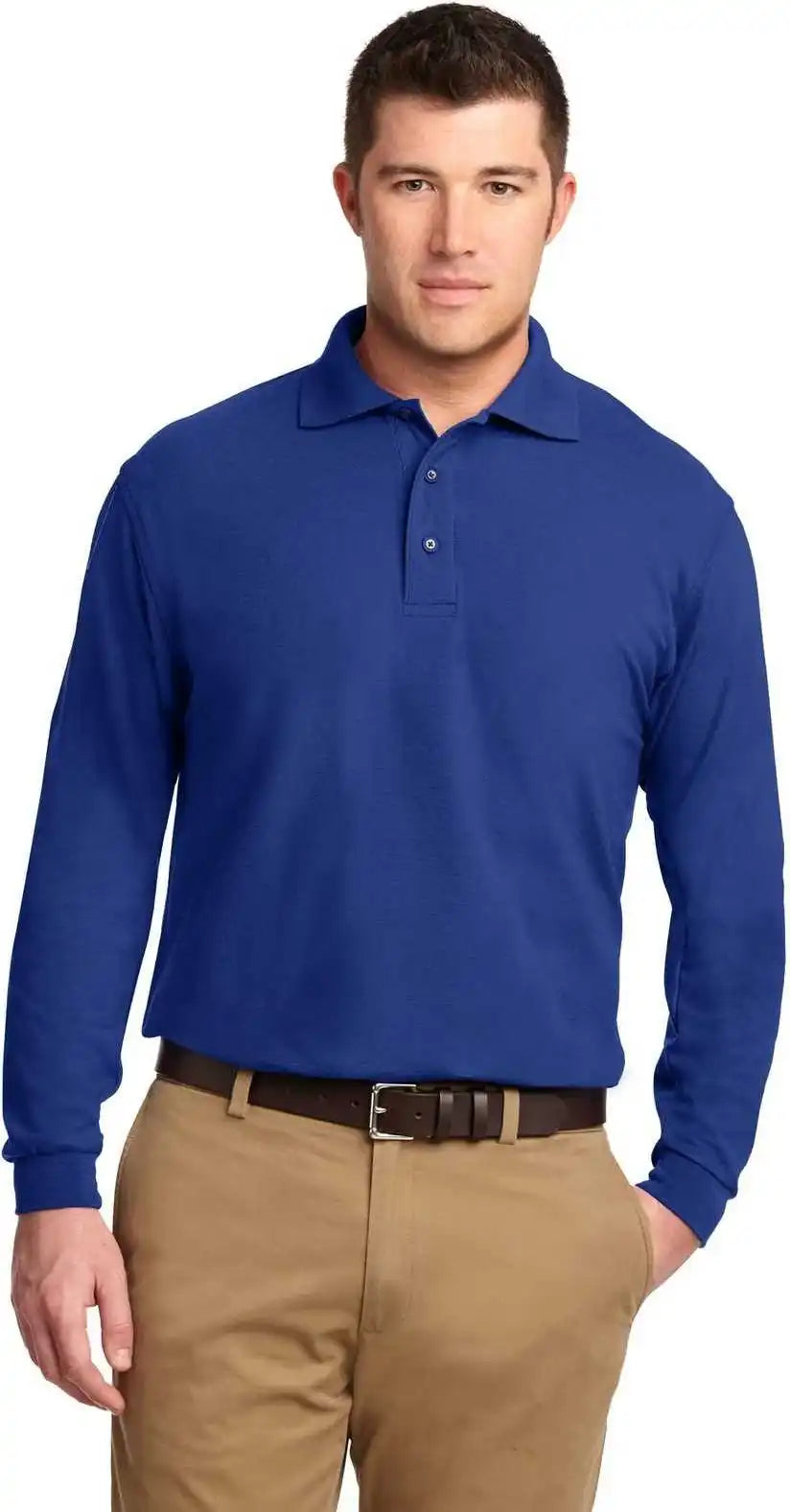 Port Authority Tlk500ls Tall Silk Touch Long Sleeve Polo Royal