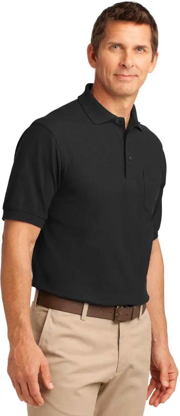 Port Authority Tlk500p Tall Silk Touch Polo with Pocket Black