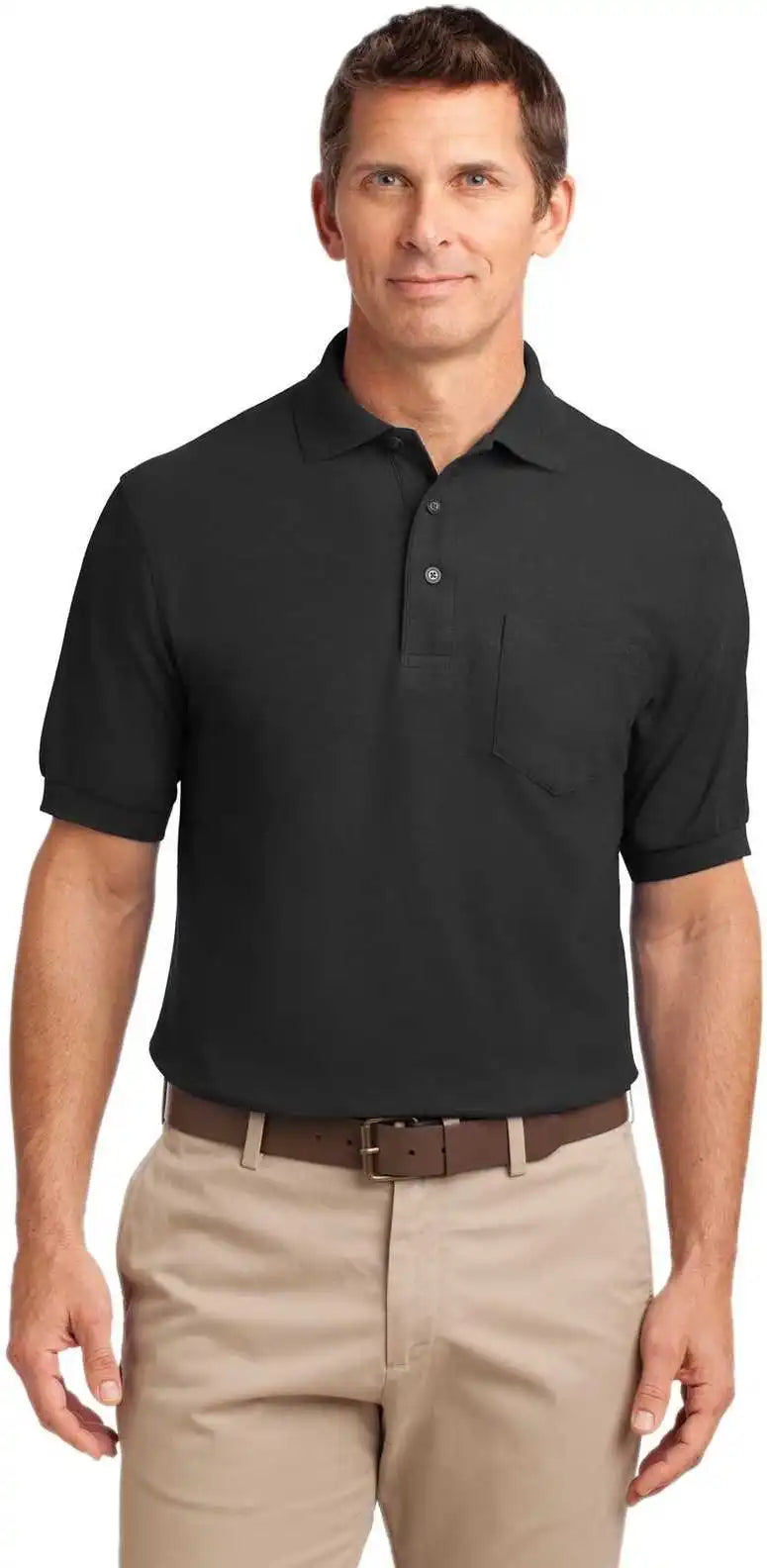 Port Authority Tlk500p Tall Silk Touch Polo with Pocket Black