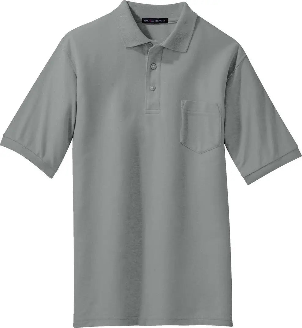 Port Authority Tlk500p Tall Silk Touch Polo with Pocket - Cool Gray