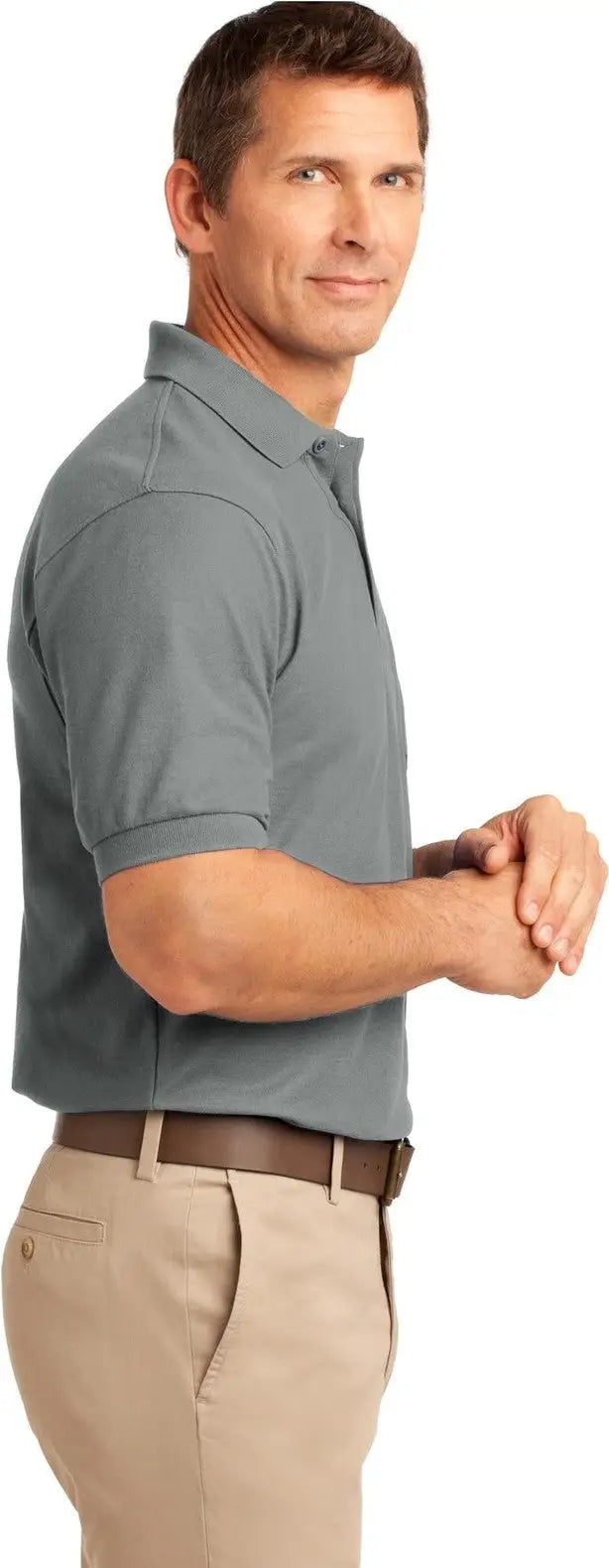 Port Authority Tlk500p Tall Silk Touch Polo with Pocket - Cool Gray