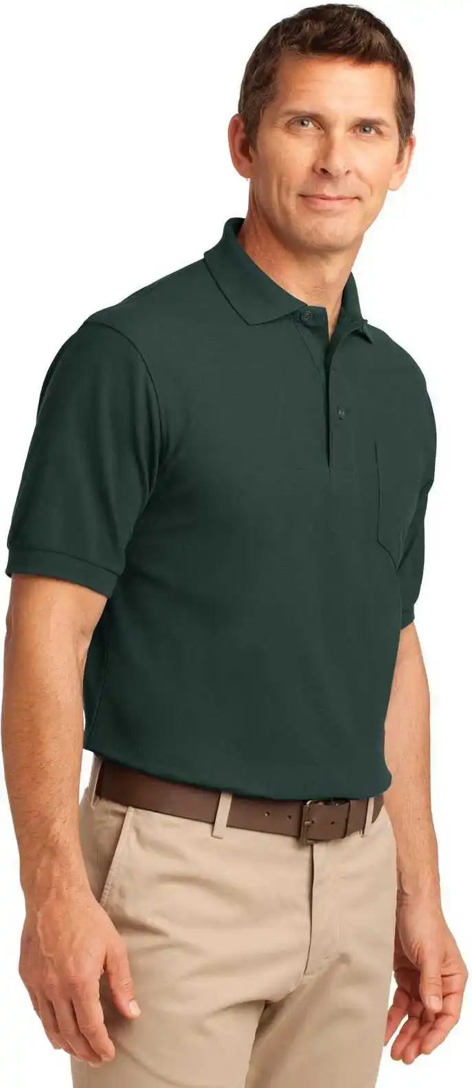 Port Authority Tlk500p Tall Silk Touch Polo with Pocket Dark Green