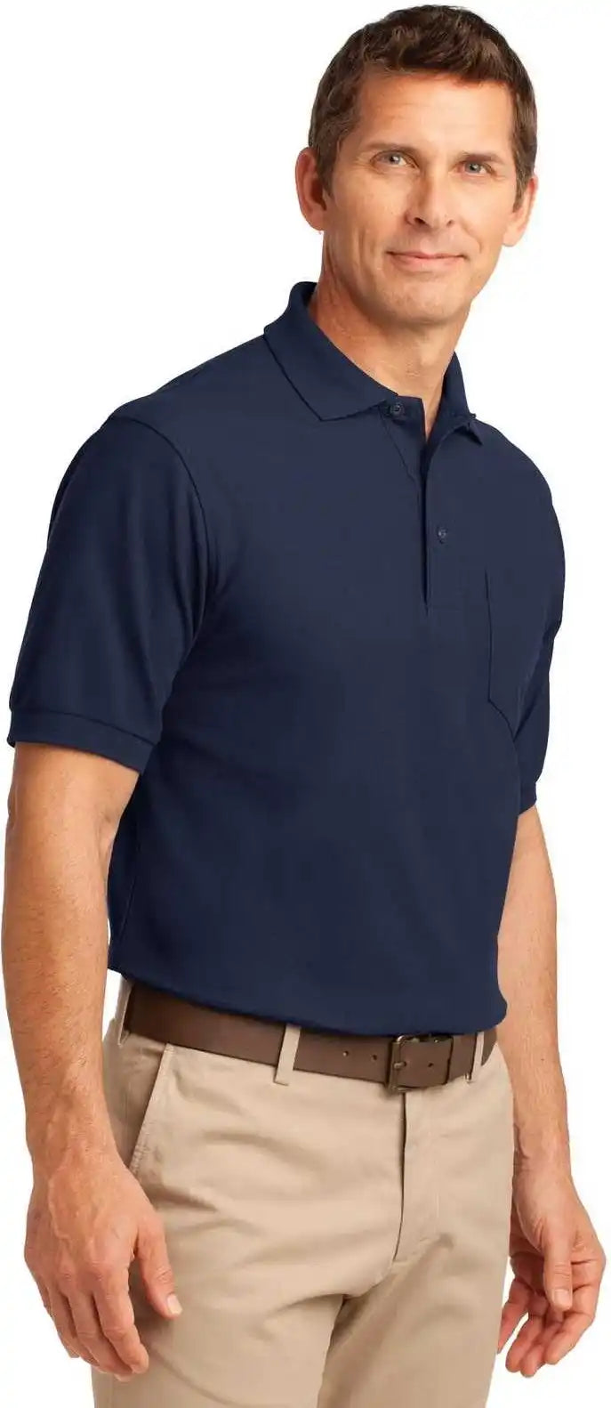 Port Authority Tlk500p Tall Silk Touch Polo with Pocket Navy