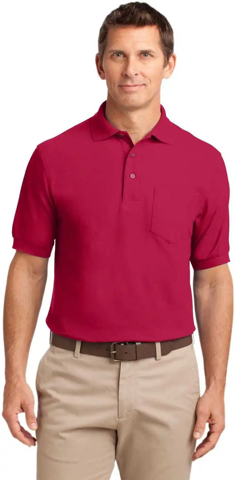 Port Authority Tlk500p Tall Silk Touch Polo with Pocket Red