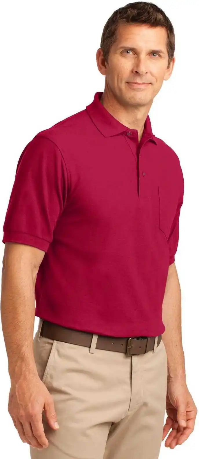 Port Authority Tlk500p Tall Silk Touch Polo with Pocket Red