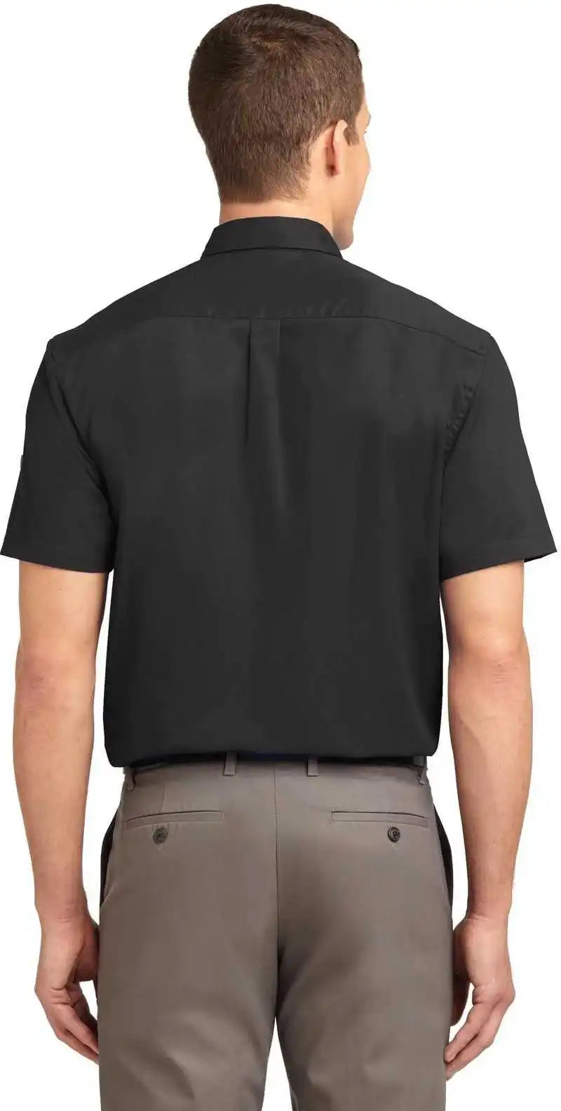 Port Authority Tls508 Tall Short Sleeve Easy Care Shirt Black Light Stone