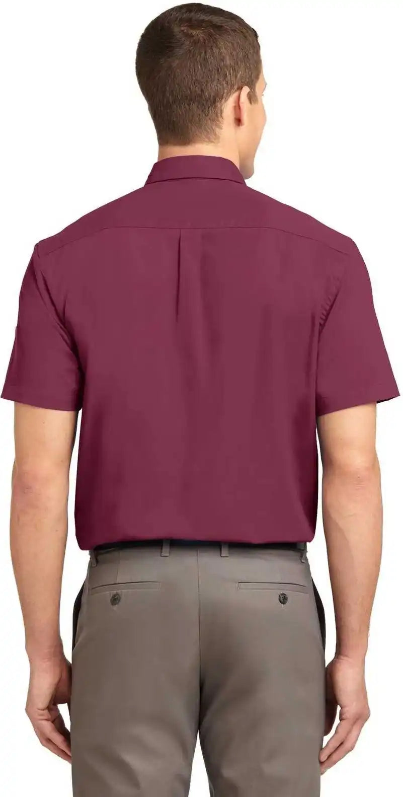 Port Authority Tls508 Tall Short Sleeve Easy Care Shirt Burgundy Light Stone