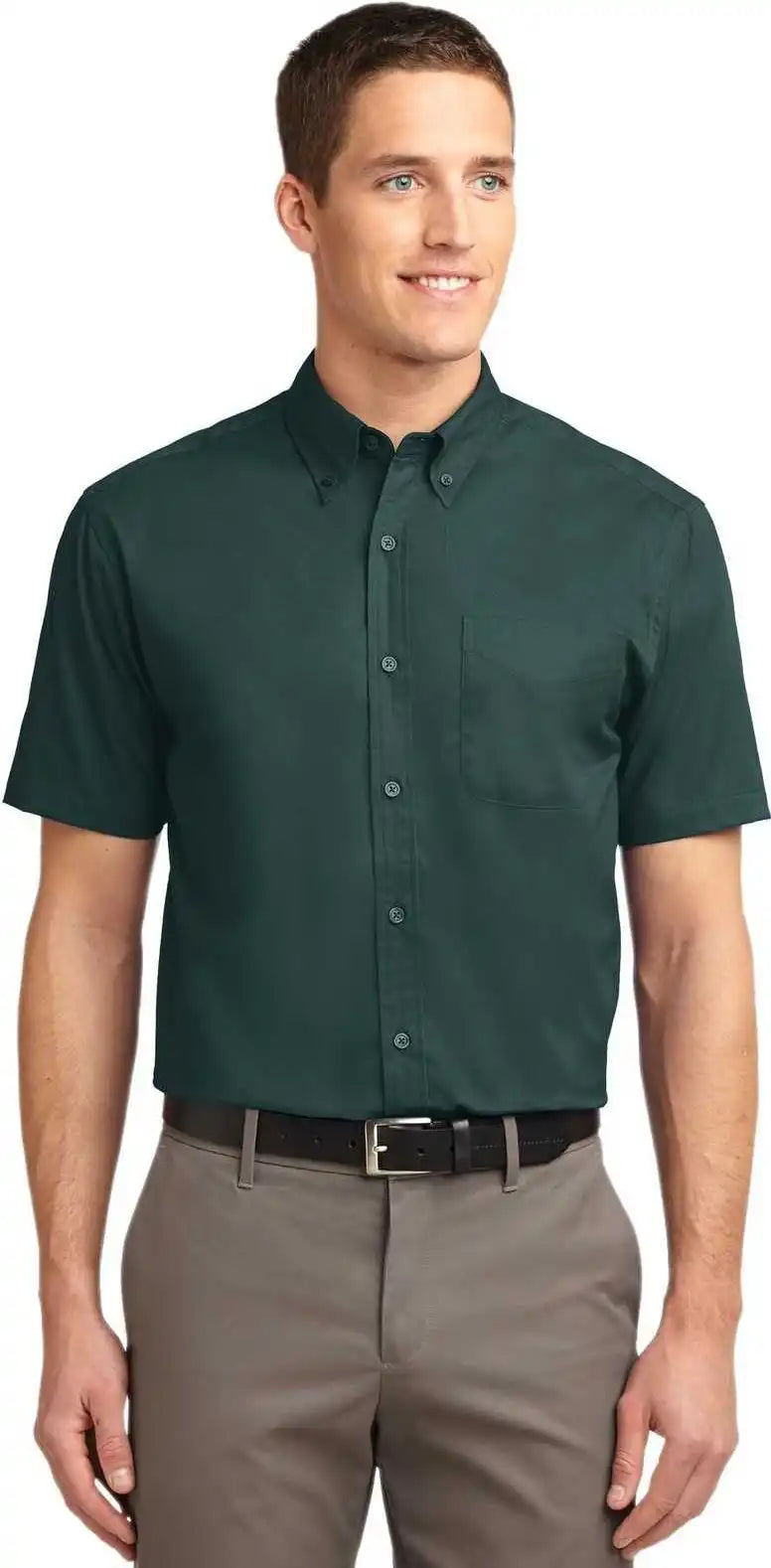 Port Authority Tls508 Tall Short Sleeve Easy Care Shirt Dark Green Navy