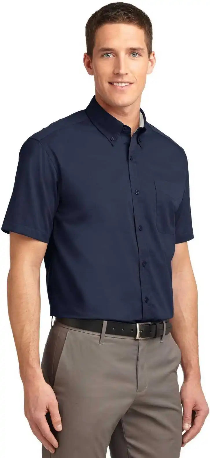 Port Authority Tls508 Tall Short Sleeve Easy Care Shirt Navy Light Stone