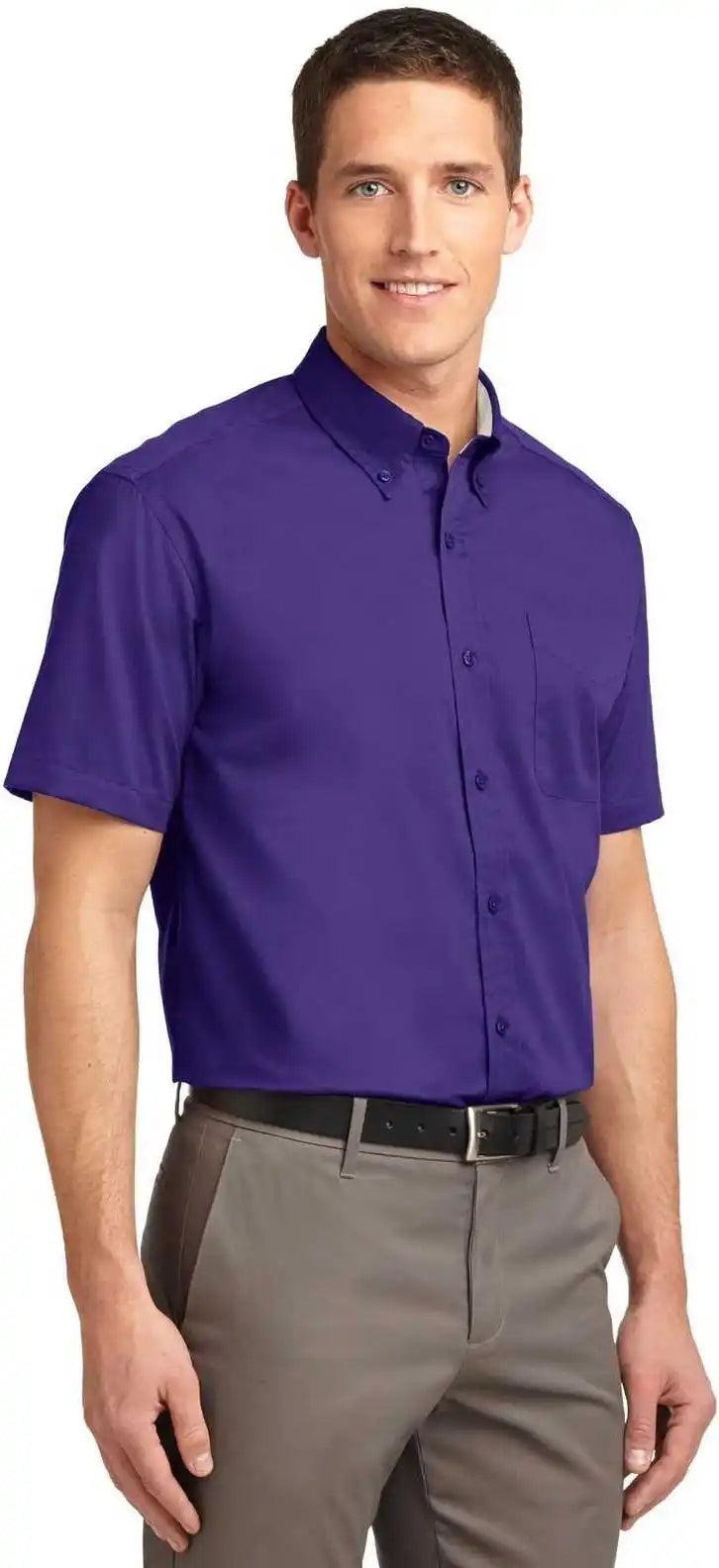 Port Authority Tls508 Tall Short Sleeve Easy Care Shirt Purple Light Stone