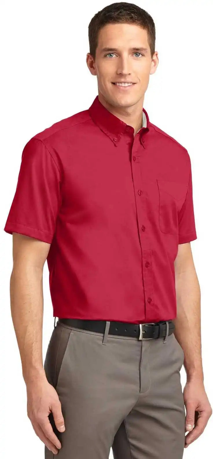 Port Authority Tls508 Tall Short Sleeve Easy Care Shirt Red Light Stone