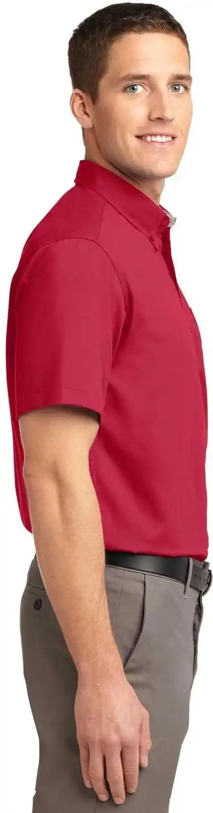 Port Authority Tls508 Tall Short Sleeve Easy Care Shirt Red Light Stone