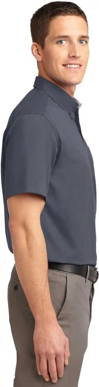 Port Authority Tls508 Tall Short Sleeve Easy Care Shirt Steel Gray Light Stone