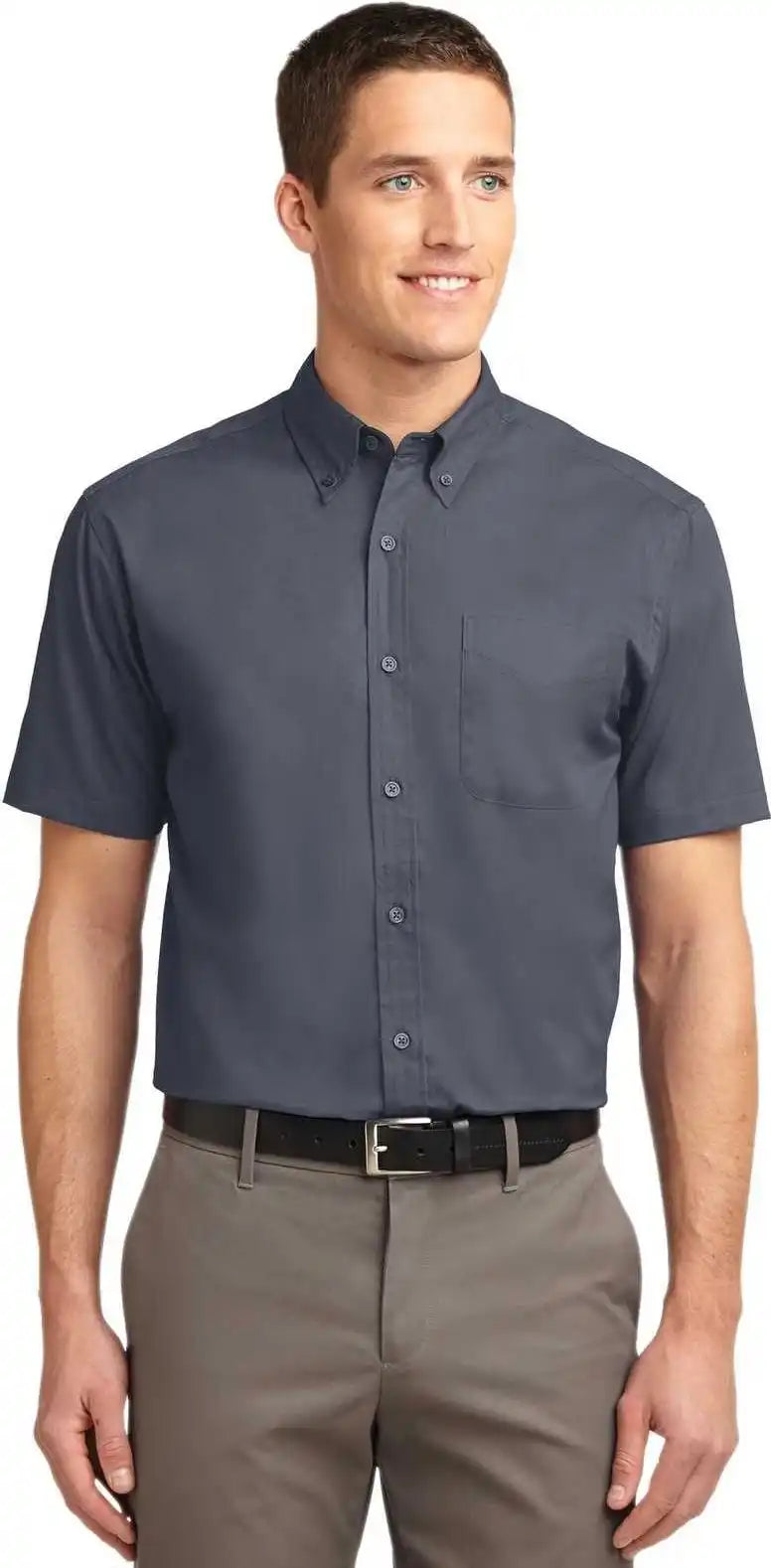Port Authority Tls508 Tall Short Sleeve Easy Care Shirt Steel Gray Light Stone