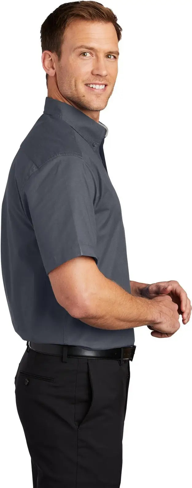 Port Authority Tls508 Tall Short Sleeve Easy Care Shirt - Steel Gray Light Stone
