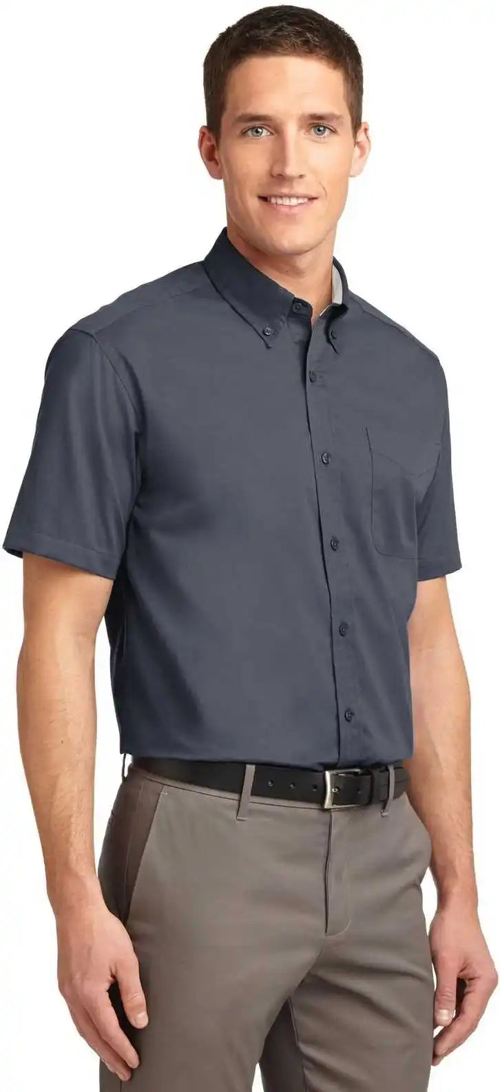 Port Authority Tls508 Tall Short Sleeve Easy Care Shirt Steel Gray Light Stone