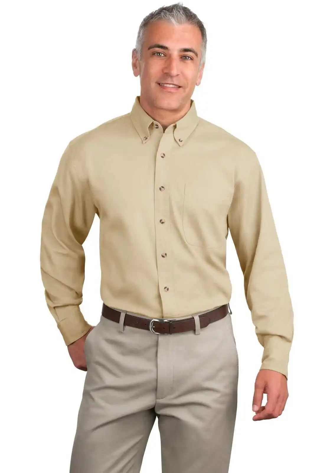 Port Authority Tls600t Tall Long Sleeve Twill Shirt - Stone