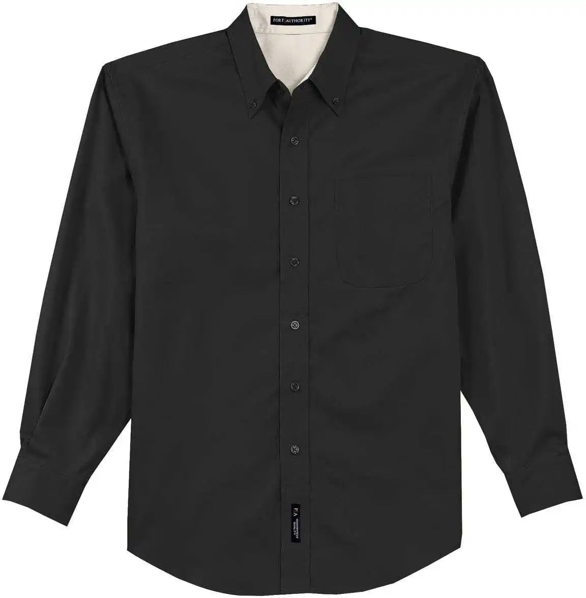 Port Authority Tls608 Tall Long Sleeve Easy Care Shirt Black Light Stone