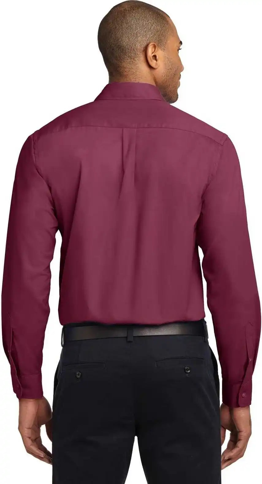 Port Authority Tls608 Tall Long Sleeve Easy Care Shirt Burgundy Light Stone