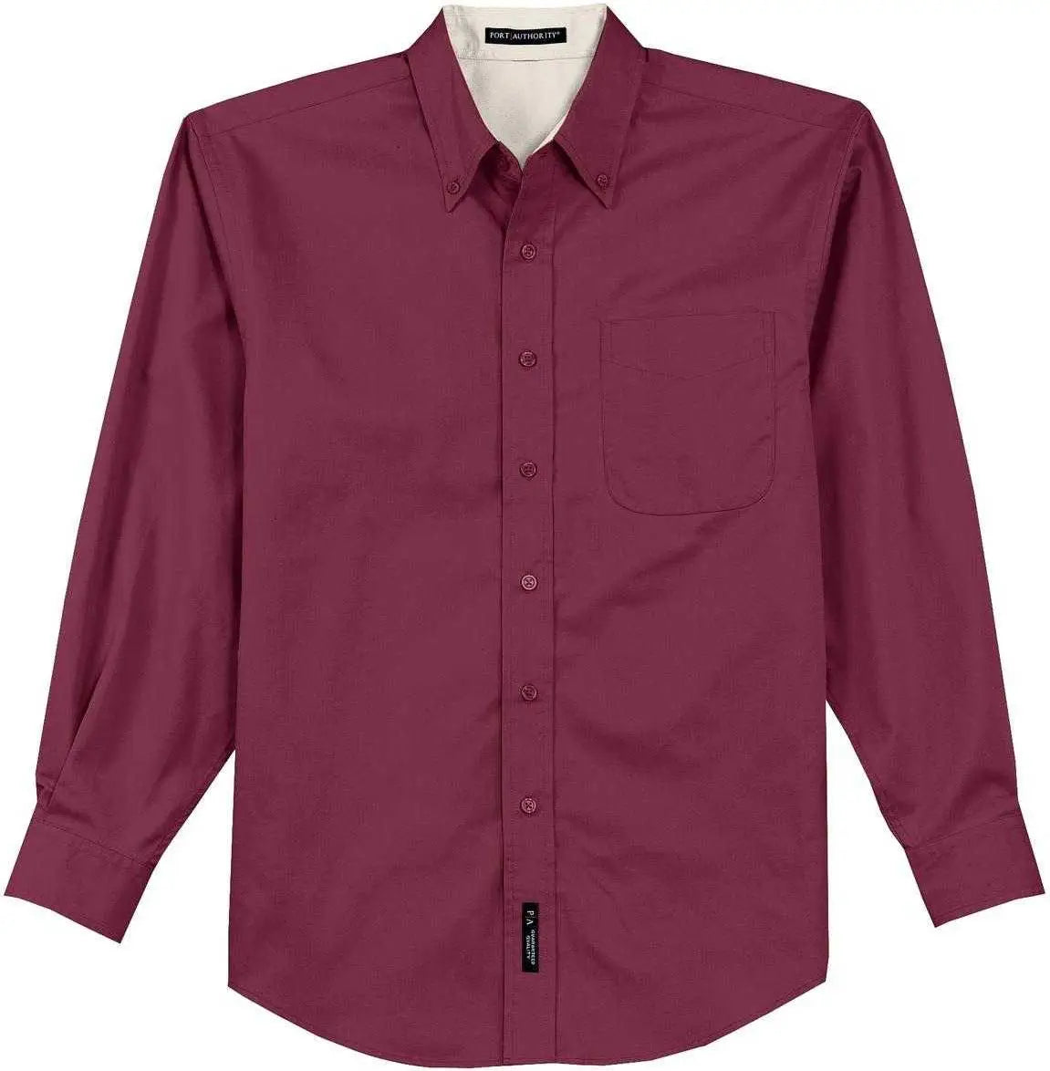 Port Authority Tls608 Tall Long Sleeve Easy Care Shirt - Burgundy Light Stone