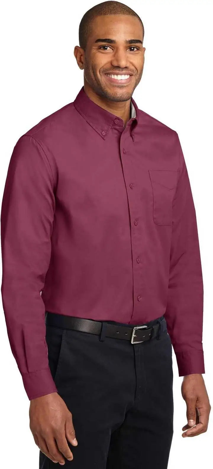 Port Authority Tls608 Tall Long Sleeve Easy Care Shirt - Burgundy Light Stone