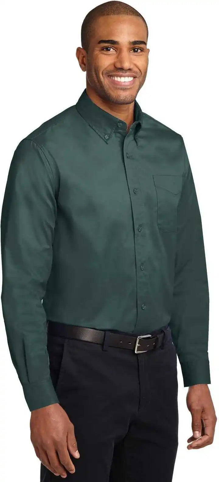 Port Authority Tls608 Tall Long Sleeve Easy Care Shirt Dark Green Navy