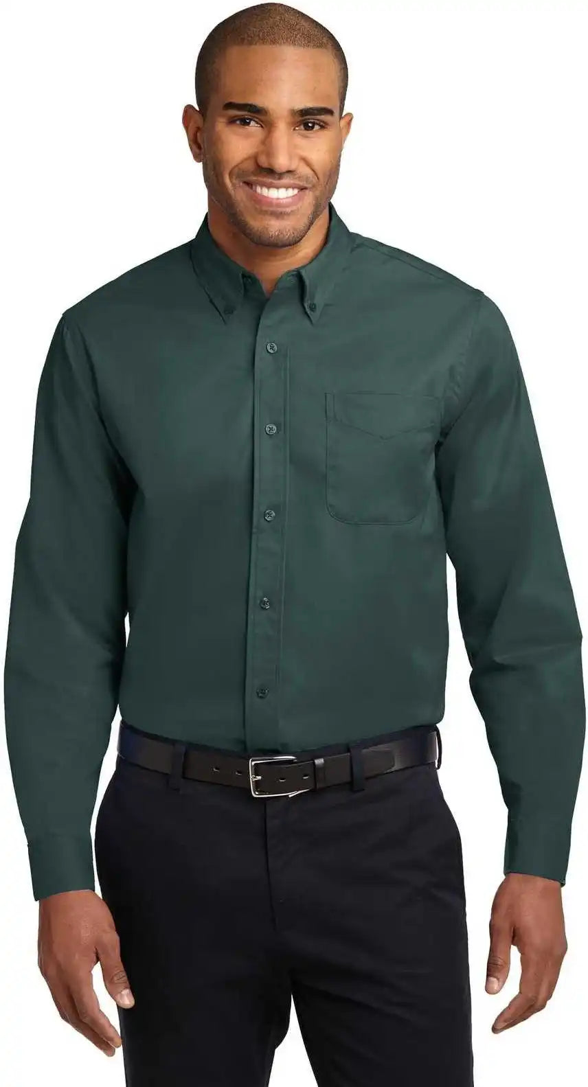 Port Authority Tls608 Tall Long Sleeve Easy Care Shirt Dark Green Navy